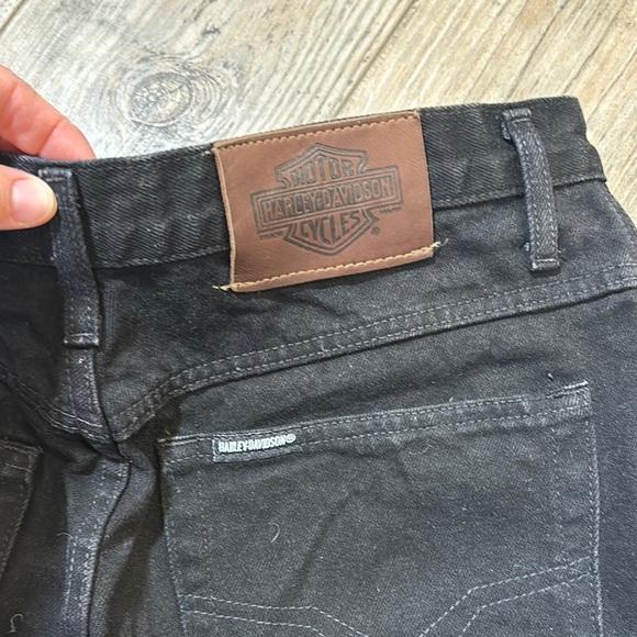 Harley-Davidson Biker Blues Black Denim Jeans Size 16 - Picture 3 of 12